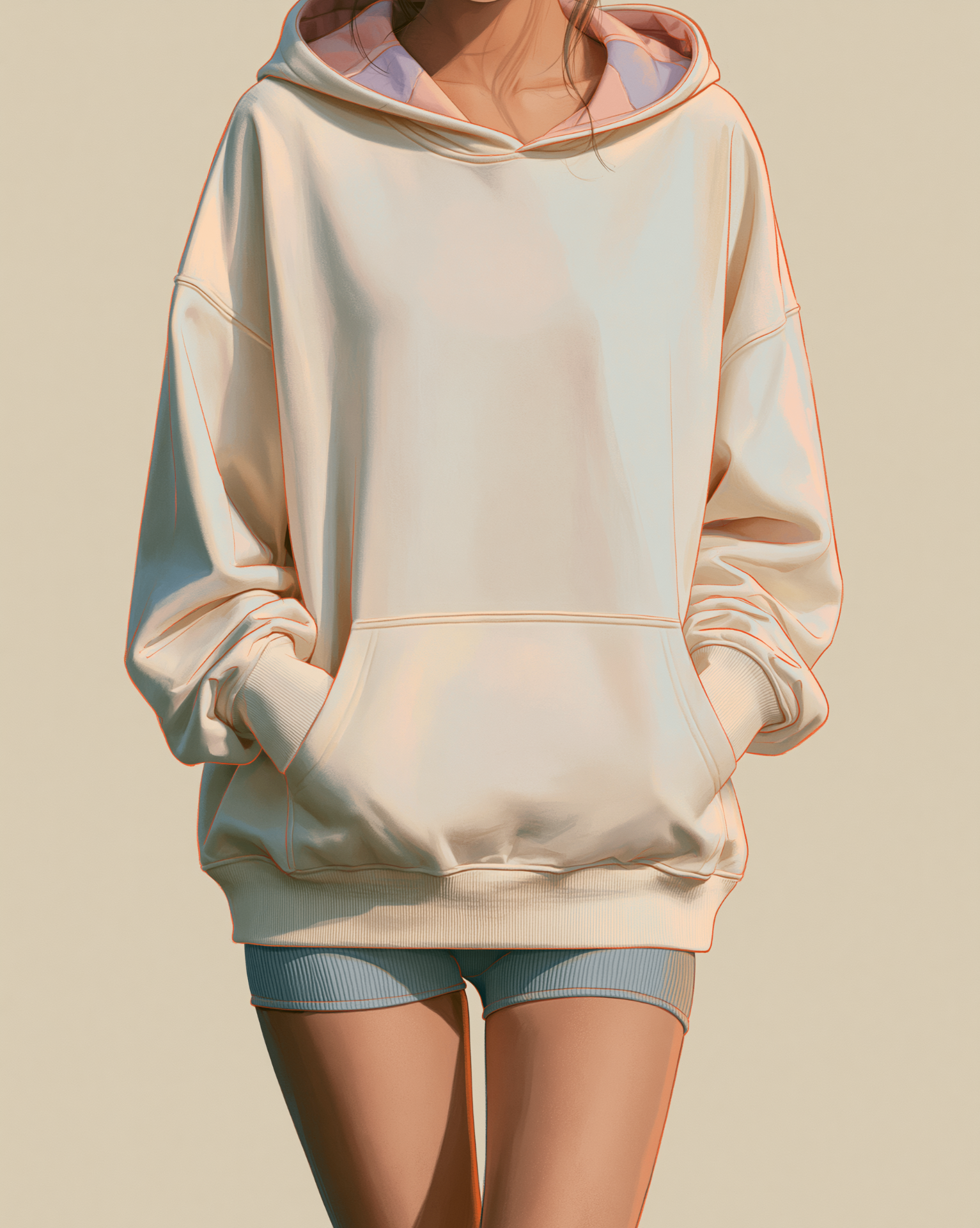 the hoodie — cream mockup